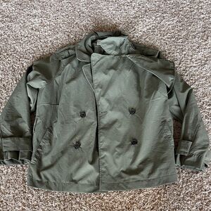 a new day Women's Green Double-Breasted Pea Coat